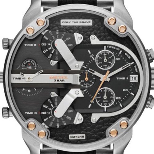 ディーゼル 腕時計 ミスターダディー DZ7349 ブラック×ブラックレザー 