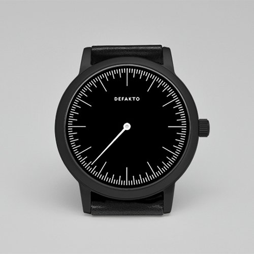 Defakto (ディファクト)　腕時計　DETAIL　MONO　ワンハンドウォッチ　ブラックPVD×ブラックレザーベルト-  おしゃれな腕時計ならワールドウォッチショップ