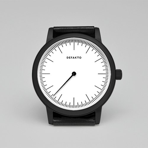 Defakto (ディファクト)　腕時計　DETAIL　MONO　ワンハンドウォッチ　ホワイト×ブラックPVD×ブラックレザーベルト-  おしゃれな腕時計ならワールドウォッチショップ