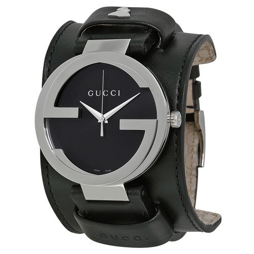 GUCCI 腕時計Interlocking G ブラック レザー watch-