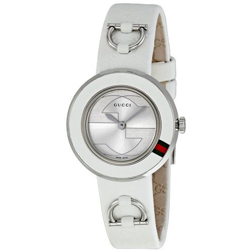 グッチ　腕時計　レディース　U-プレイ　YA129509　シルバーダイアル×ホワイトレザーベルト- 腕時計の通販ならワールドウォッチショップ