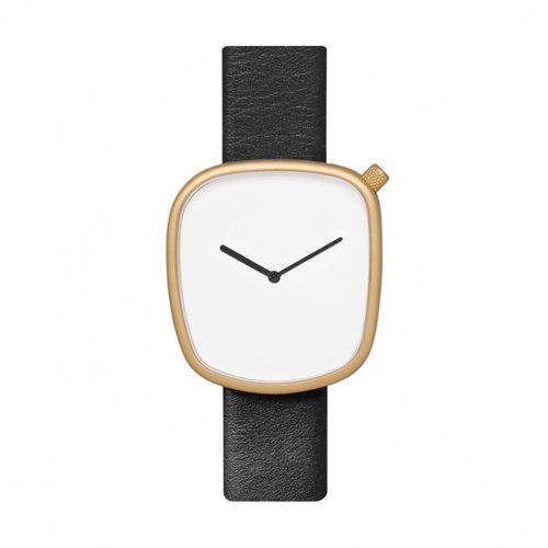 ブルブル　腕時計　ペブル07　ホワイト×ゴールドケース×ブラックレザーベルト - 腕時計の通販ならワールドウォッチショップ