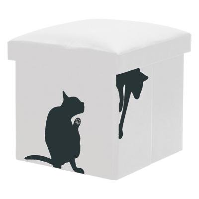 折りたためる 見せる収納 黒猫ボックススツール 猫グッズ 猫雑貨倉庫 猫グッズ専門ショップ