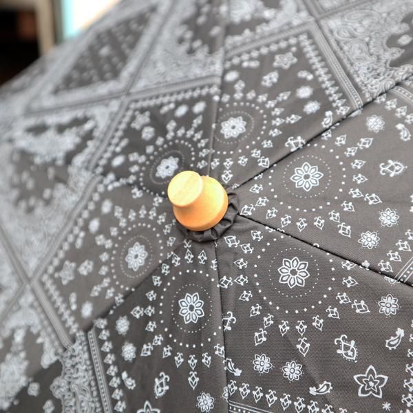 美品 バンダナ柄日傘 ペイズリー 晴雨兼用傘 ブルー 日傘 折りたたみ 晴雨兼用 完全遮光 レディース コンパクト 撥水