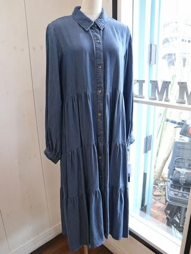 CYNICAL ティアード デニム ロングシャツワンピース 長袖