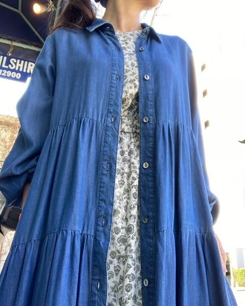 CYNICAL ティアード デニム ロングシャツワンピース 長袖