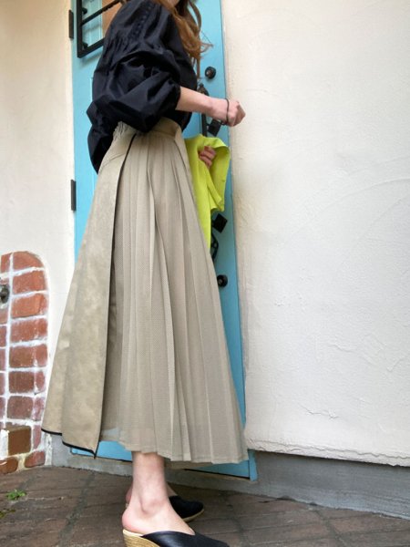 Lallia Mu】メッシュプリーツドッキングスカート【Made in Japan 