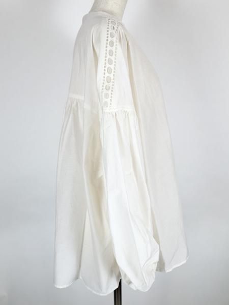 Lallia Mu】ショルダーレースシアーシャツブラウス 【Made in