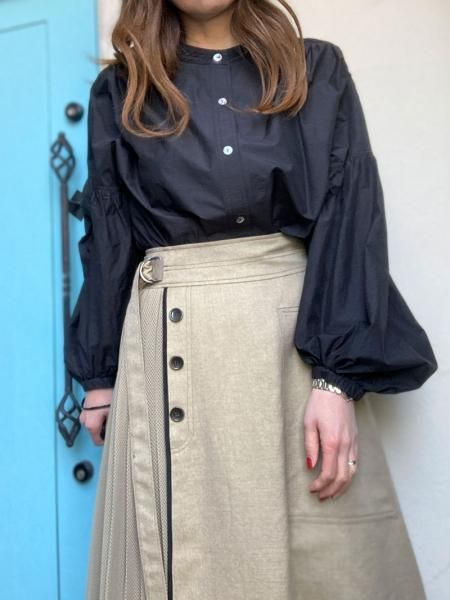 Lallia Mu】ショルダーレースシアーシャツブラウス 【Made in