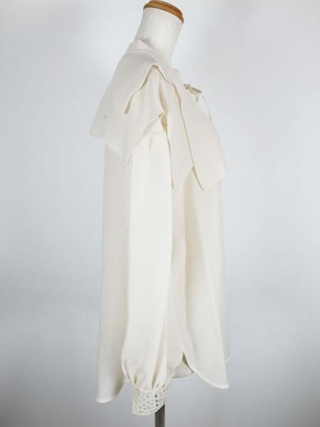 Lallia Mu】クロッシェカフネックピースブラウス【Made in Japan