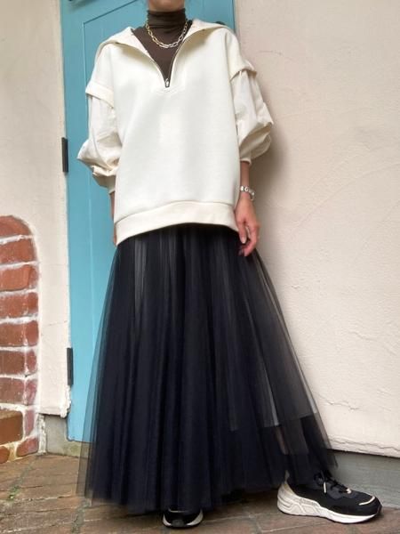 Lallia Mu】セーラーフードカラープルオーバー【Made in Japan