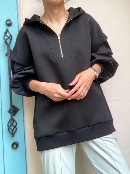 Lallia Mu】セーラーフードカラープルオーバー【Made in Japan
