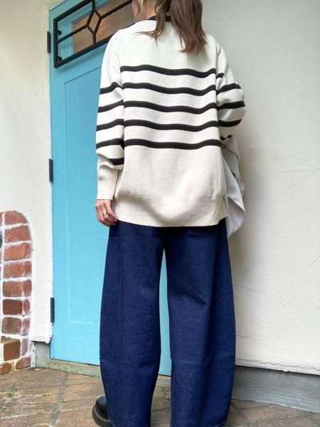 ちゅみＬＬ白黒パネルボーダー背コットンレース切替Ｔシャツ コットンパネルボーダー バスクシャツ | maison TOMORROWLAND