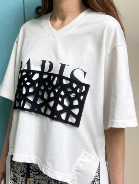 Lallia Mu】クロップドオーバードッキングTシャツ - Carry On