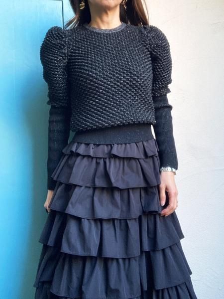 Sov. 】プレーティングラメホイップパワショルニット - Carry On