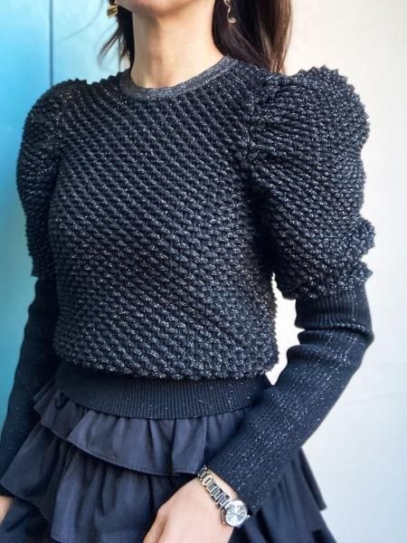 Sov. 】プレーティングラメホイップパワショルニット - Carry On