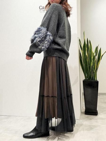 Lallia Mu】チュールラッピングトリコロールスカート【Made in Japan