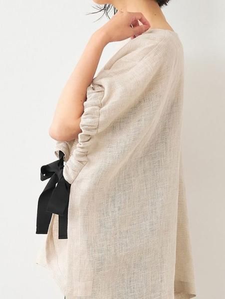 MICA&DEAL】サイドリボンリネンポンチョ【Made in Japan