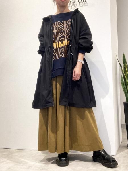 45r 45rpm コットン　編み地　フリンジ　タックフレアスカート　キナリ系 45r 45rpm コットン 編み地 フリンジ タックフレアスカート