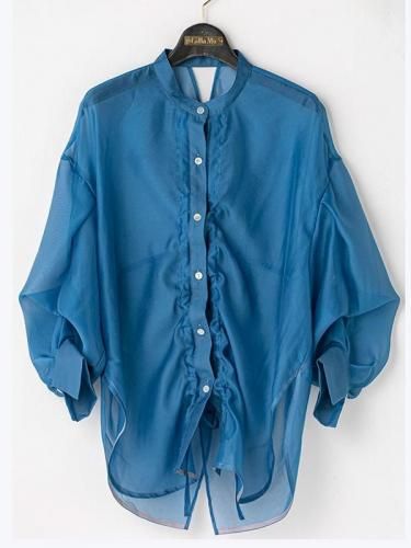 ブラウス シャツ 「Lallia Mu」フロントシャーリングシアーシャツ レディース フロントシャーリングシアーシャツ | Lallia Mu - Carry On