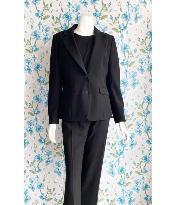 大きいサイズのブラックフォーマル喪服3点セットシンプルでお