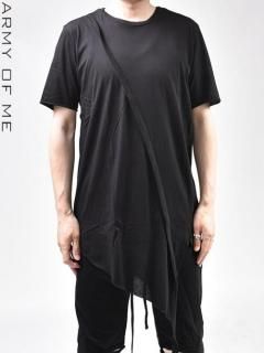 ARMY OF ME Banded Asymmetric T-Shirt -BLACK-