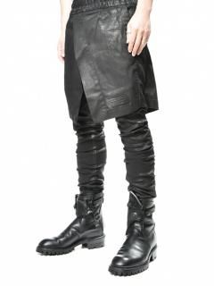 JULIUS LIMITED Attached Sideless Skirt Pants -COATING BLACK-