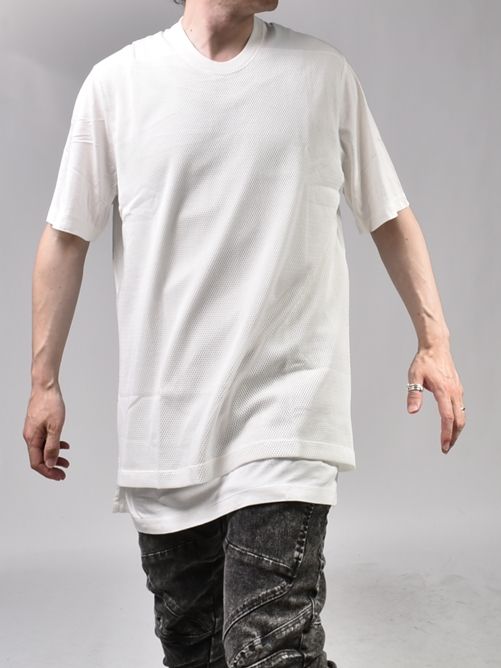 JULIUS[ユリウス] / GORDINI FRONT MESH LAYER T-SHIRT -WHITE