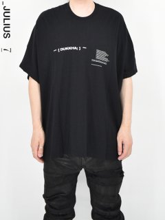 _JULIUS Dolman Sleeve Print T-Shirt -BLACK-