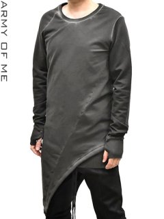ARMY OF ME Double Layered Asymmetric Sweatshirt -Cold Dyed Anthracite-<img class='new_mark_img2' src='https://img.shop-pro.jp/img/new/icons8.gif' style='border:none;display:inline;margin:0px;padding:0px;width:auto;' />