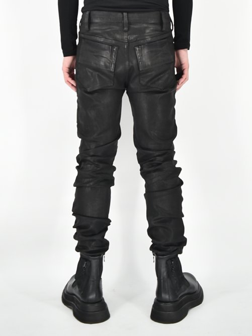 JULIUS[ユリウス] / GORDINI COATING DENIM CRUSH SKINNY PANTS  コーティングデニムクラッシュスキニーパンツ 819PAM6-C -BLACK- / GORDINI 大阪