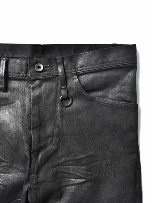 美品 JULIUS ユリウス halo レイヤードデニム サルエルデニム 黒 2 ユリウス JULIUS COATED 10.5oz STRETCH DENIM PANTS （BLACK