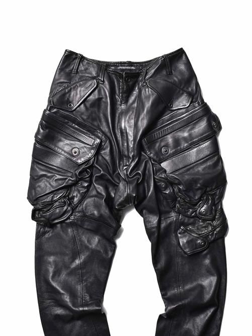JULIUS ユリウス　ガスマスクカーゴ【prism ;】497PAM14 JULIUS[ユリウス] / GORDINI / LEATHER GAS MASK CARGO PANTS