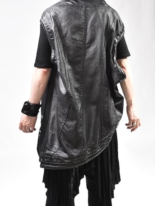 julius ユリウス 22ss ラムレザーボンデージカーゴベスト F D.HYGEN & JULIUS 2024AW Aラインシルエット レザースタイリング