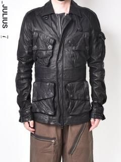 _JULIUS Leather Field Jacket -BLACK-