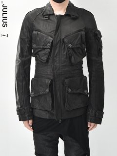 _JULIUS Leather Field Jacket -BLACK-