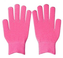 ダブルリブ手袋（男女兼用サイズ） ピンク すべり止め付き 【受注生産（6営業日以降出荷）】