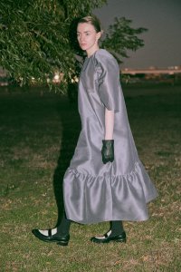 VOLUME SLEEVE ORGANZA DRESS