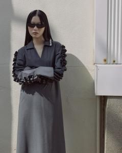 Pinstripe Ruffle Dress
