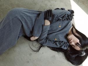 Herringbone Cocoon Frill Dress