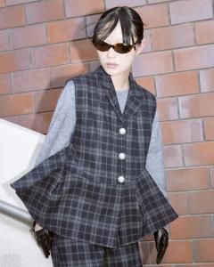Tailored Peplum Gilet(check)