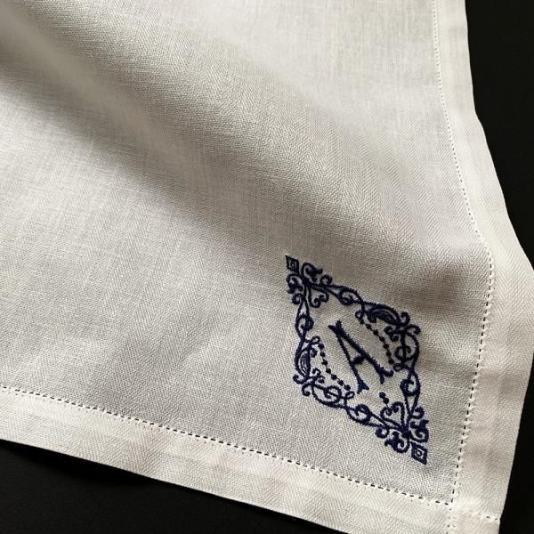 イニシャル刺繍コットンリネンハンカチ - YLINUM Online Shop