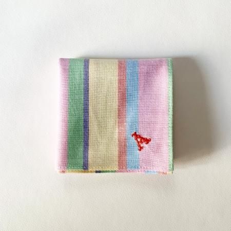 イニシャル刺繍オックスフォードハンカチ（Multi Stripe） - YLINUM Online Shop