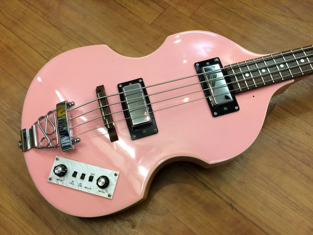 中古品 Barclay Violin Bass Type Pink(Refinish) - Sunshine Guitar