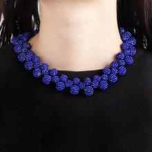HALF HENLEY NECKLACE CLEAR ROYAL BLUE