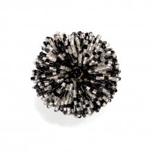 LARGE BELLY BROOCH MIX BLACK SILVER