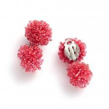 FLUFFY EARRING CLEAR RASPBERRY