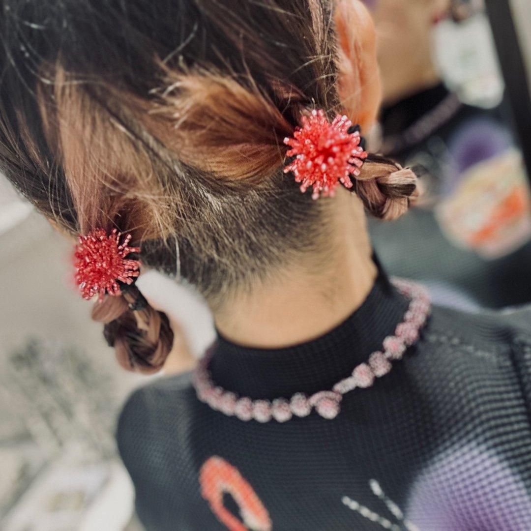 SHEAF HAIR RUBBER CLEAR RASPBERRY - designsix ONLINE SHOP