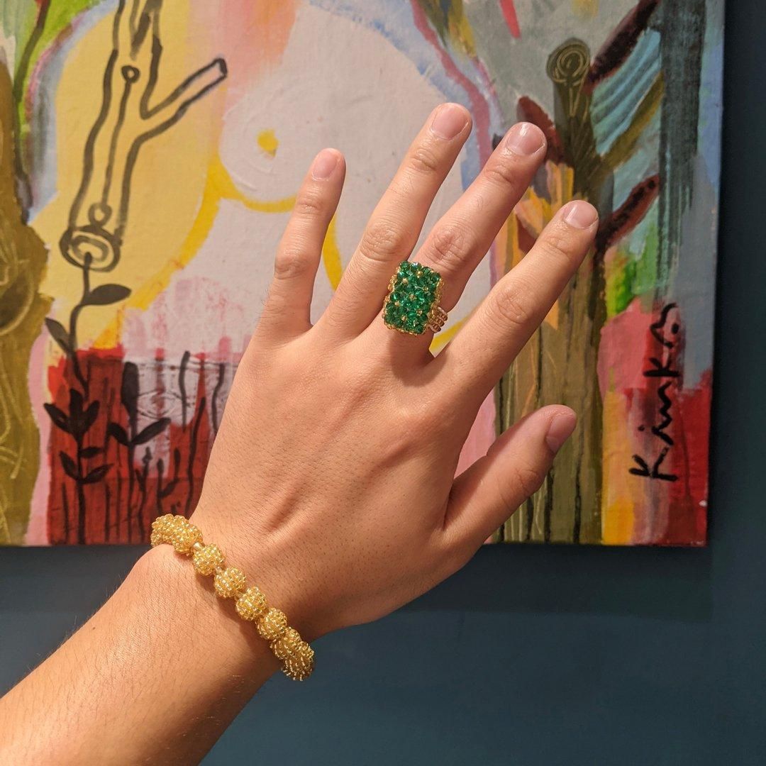 グリーンストーン ゴールドメッキ オープンリング GEM RING GOLD GREEN - designsix ONLINE SHOP