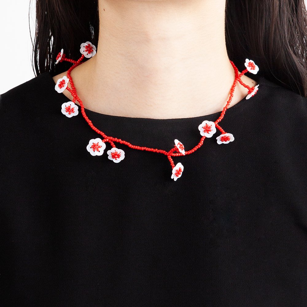 FLOWER FIELD NECKLACE RED WHITE - designsix ONLINE SHOP